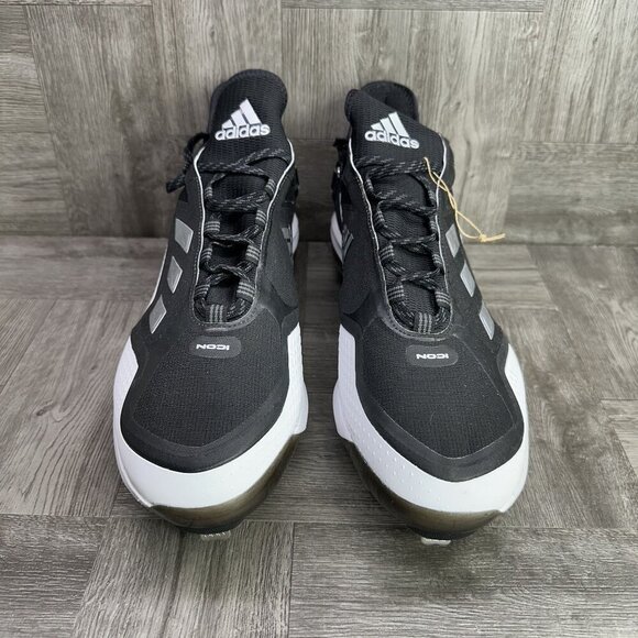 Adidas Icon 7 Boost Men's size 15 Black and White Metal Baseball Cleats - Picture 4 of 8